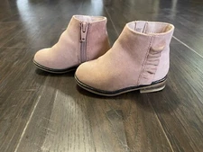 Cat And Jack Euna Ankle Booties Blush Pink Suede Toddler Girl Size 5 With Zipper