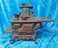 Vintage Crescent Cast Iron Miniature Toy Cook Stove Pots Lids Lifter Shovel