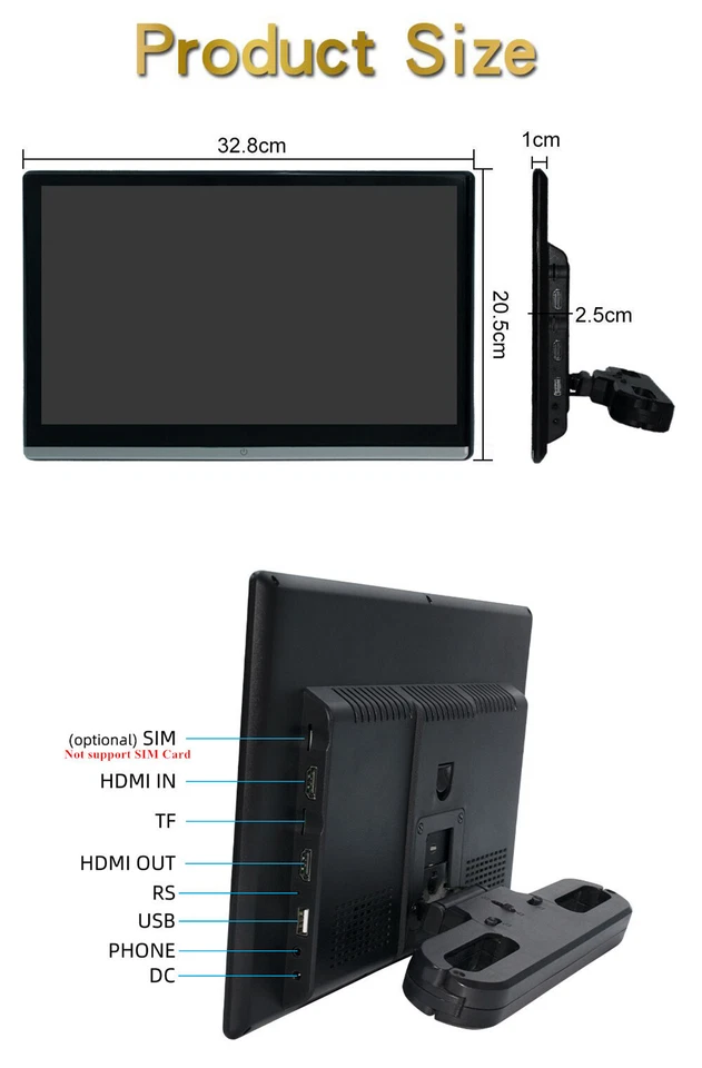 Reproductor de DVD monitor reposacabezas de coche con pantalla táctil de 13,3 pulgadas Android WIFI FM enlace espejo Foto 3 de 4
