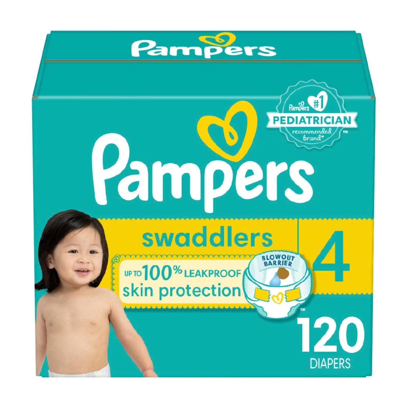 Pampers Swaddlers Size 4 Diapers Hypoallergenic Leak Proof Skin Protection