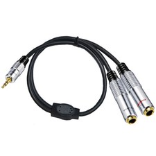 3.5mm Male Plug to 2x6.35mm Female Jack Adapter Y Splitter Cable 50cm