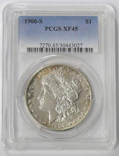 1900-S XF-45 MORGAN SILVER DOLLAR - PCGS GRADED - TONING AROUND RIMS