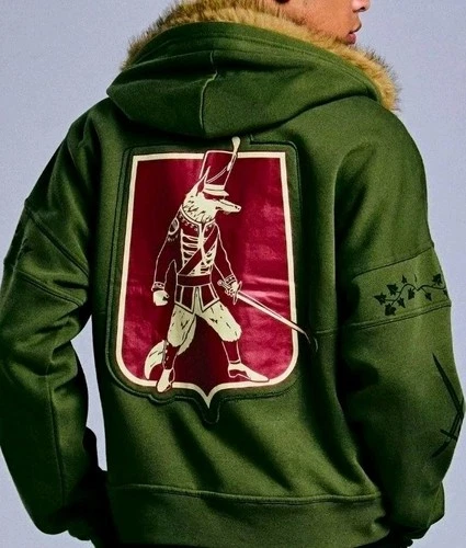 Wildwood Coyote Fur Trim Hoodie laika dark academia Travis Knight Alexandra army - product listing photo