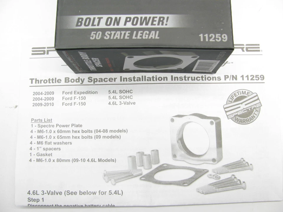 Kit espaciador de carrocería de acelerador Spectre 11259 para Ford Expedition 2005-2009 5,4 L V8 Foto 3 de 3