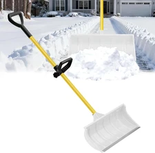 Snow Pusher, 58" Snow Plow Shovel with Ergonomic Dual D-Handles & 22'' UHMW Blad