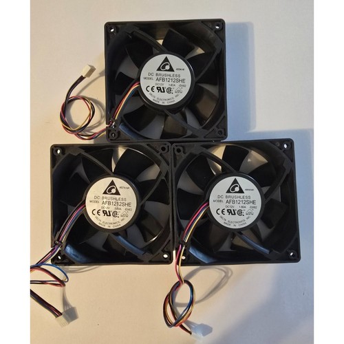 (Lot of 3) Delta DC Brushless Fan Motor AFB1212SHE 120mm x 38mm PWM Server Fan