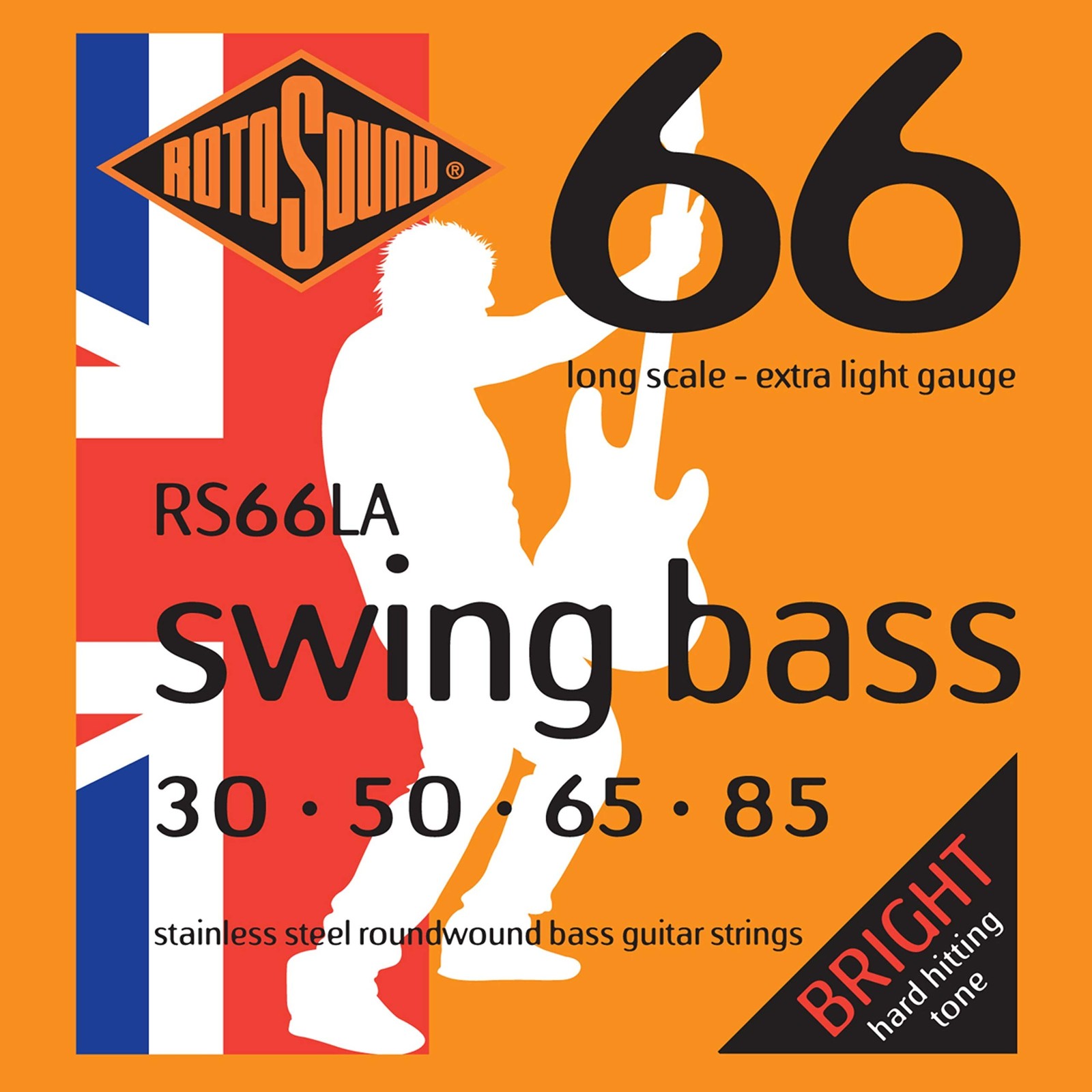 Rotosound RS66LA Swing Bass 66 Stainless Steel Bass Guitar Strings (30 50 65