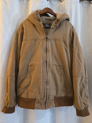 G.H. Bass & Co Jacket Mens XL Brown Hooded Sherpa Lined Canvas Workwear
