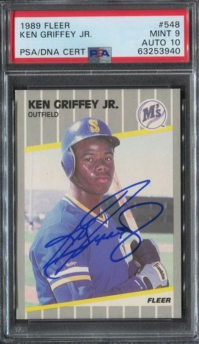 1989 FLEER KEN GRIFFEY JR. RC #548 ROOKIE CARD PSA 9 W/ 10 AUTO HOF TUFF 2 FIND!