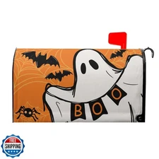 Anyako Halloween Ghost Boo Orange Mailbox Covers Magnetic Standard Size 18" X