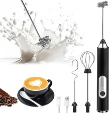 Handheld Milk Frother for Coffee, 3 Whisk Heads, Rechargeable&Food Contact Grade