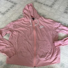 Nike Womens Essential Full Zip Lightweight Hoodie Hooded Sweatshirt Coral Pink