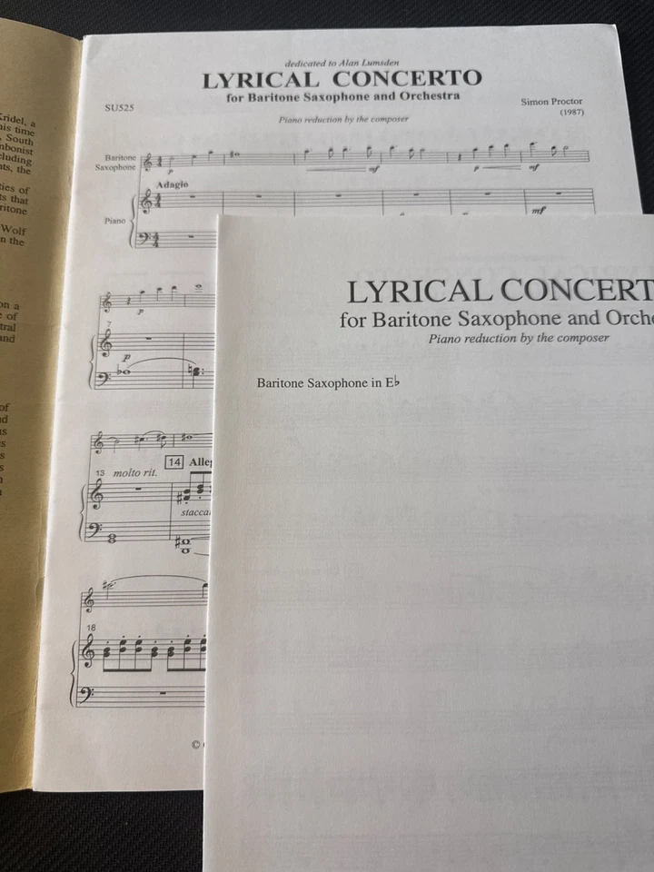 Lyrical Concerto by Simon Proctor Baritone Sax & Piano SU526 SMC Music Book - Image 3 of 3