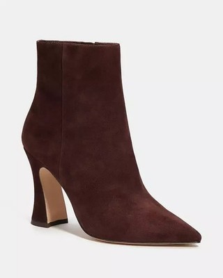 COACH Women's Carter Suede Pointed Toe High Heel BootiesBoots US 6 B Maple NWB