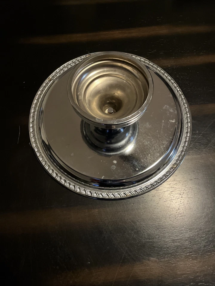 Soporte de exhibición de pasteles enchapado en plata vintage base de pedestal Irvinware como Foto 4 de 4