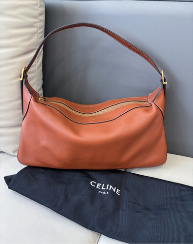 CELINE Romy Medium Cognac Leather Gold HW Shoulder Bag Duty Paid