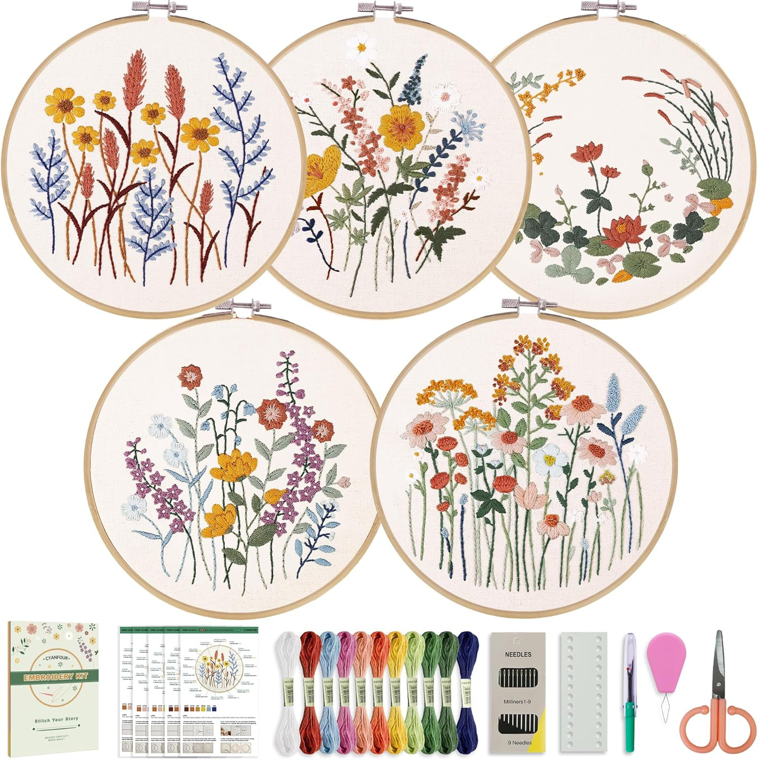 Kit For Adults, Easy To Learn Floral Embroidery Patte