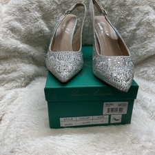 Lauren Lorraine Rachel Silver 5.5 US Women  s Rhinestones Slingback Heels