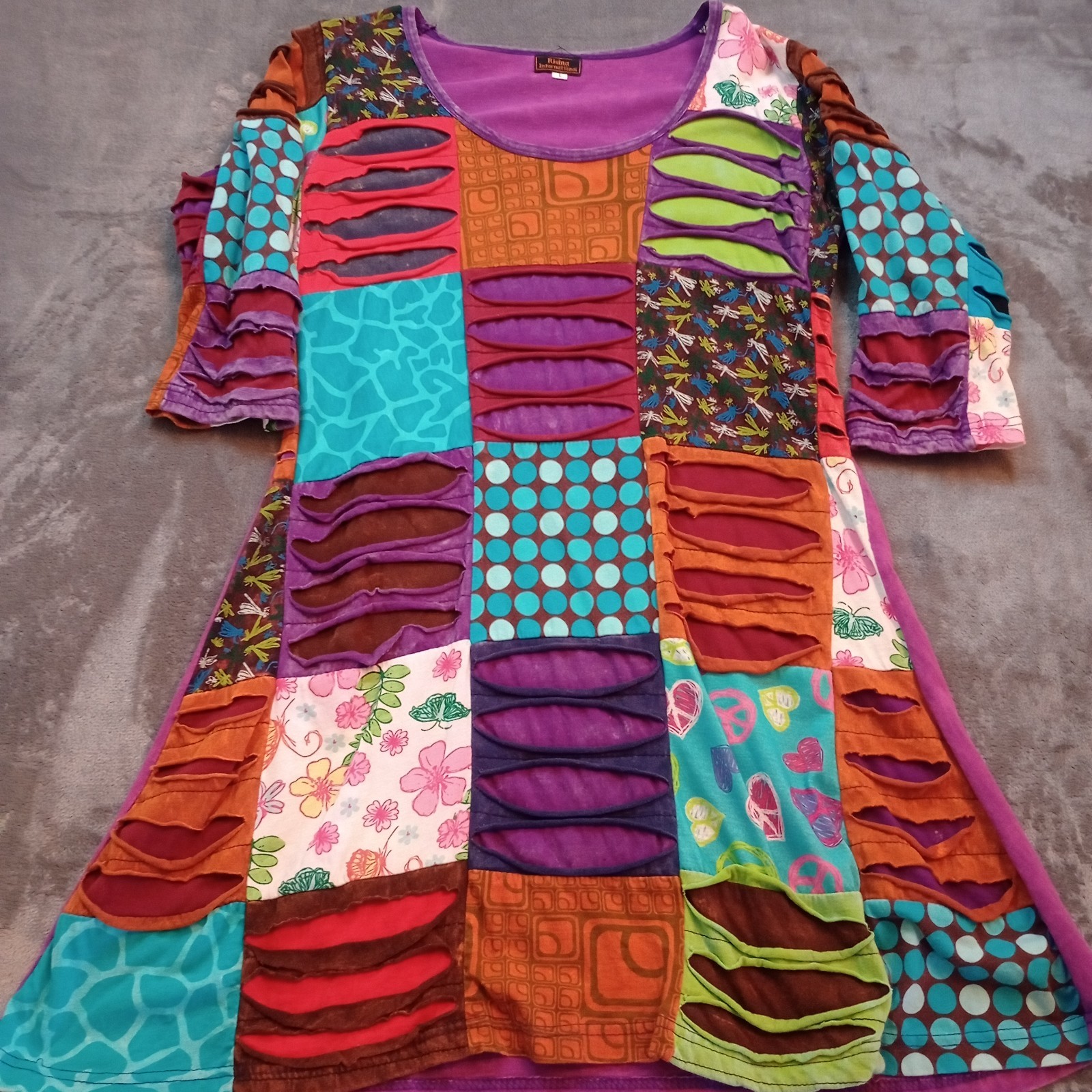 Rising International Boho Patchwork Tunic Dress L… - image 2