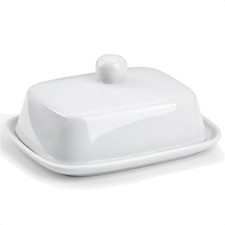 Keramik Butterdose, Butterglocke, Kühlschrank, Spülmaschinenfest, Weiß, 250g