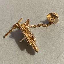 Vintage Goldtone Space Shuttle Pin Lapel Tie Tack NASA Spacecraft Collectible