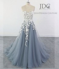 New bohemian soft tulle lace wedding dress wedding dress blue 32-60 desired color