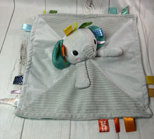 Taggies Bright Starts Plush Tag Elephant Leaves Gray Security Blanket Lovey 14"