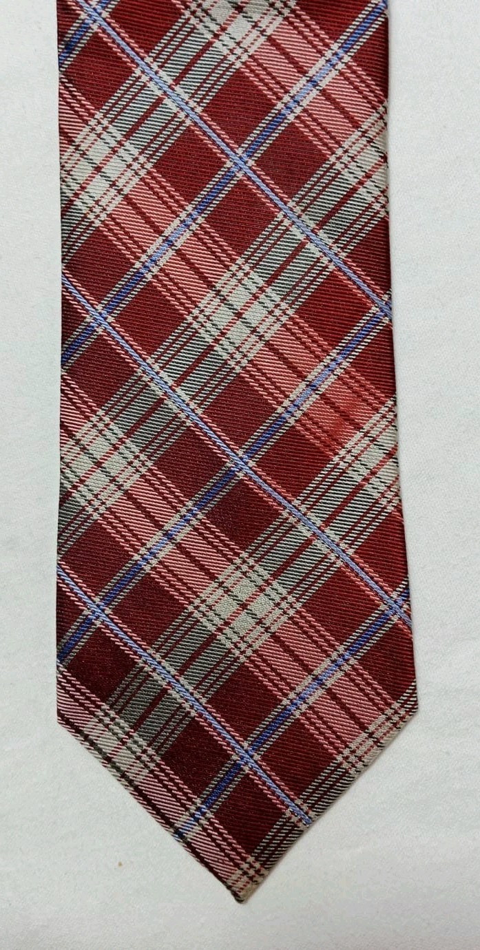 Massimo Dutti Men's Red Plaid Tie Classic Tartan Pattern Necktie image 7