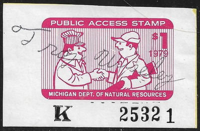 #ad #ad State Hunting Fishing Revenues: MI 1979 Public Access Stamp #MI M3 $1 ; Used $3.00