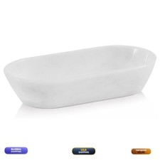 Radicaln Marble Dough Bowls Decor 10" Inches White Handmade Oval Bowl Kitchen