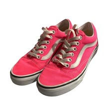 Vans Old Skool Neon Pink Canvas Low Top Sneakers Womens 5 Mens 3.5