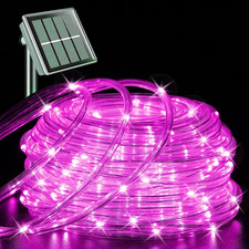 Solar Rope Lights Outdoor Waterproof, 66Ft 200 LED Pink String Lights, 8 Modes F