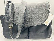 Tory Burch Thea Nylon/Pebbled Leather Messenger Flap Diaper Bag Tory Black