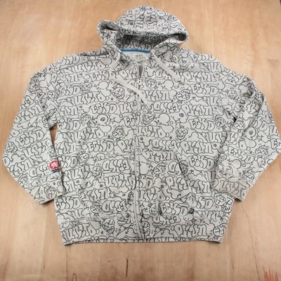 ECKO UNLIMITED graffiti aop full zip hoodie sweatshirt 2XL y2k hip hop pinkman