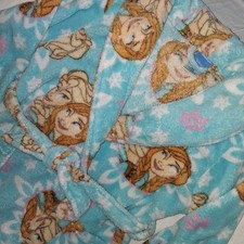 Disney Frozen Anna Elsa Kids Bath Robe Blue Plush Girls M/M Medium Medium