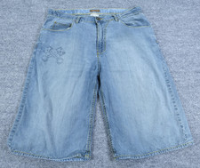 G Unit Denim Shorts Men 38x14 Blue Baggy Wide Leg Embroidered Jean Jorts Y2K VTG
