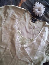 Vintage Jones New York Nightgown Medium Green Silky Satin 90s Lingerie