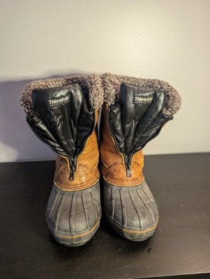 Vintage Thinsulate Duck Boots Mens Size 11 EE Brown Leather Winter Snow Boots