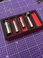 Snap On 3/8” drive 4 pce spark plug sockets in foam tray