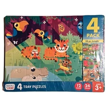Chuckle & Roar 4 Pack Puzzle  Jungle  4 Tray  Puzzles  12/24 pieces  Ages 3+ NEW