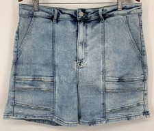 Risen Womens Denim Shorts 2XL Light Wash Jean Cargo Pocket Casual Summer Blue
