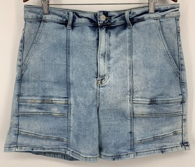 Risen Womens Denim Shorts 2XL Light Wash Jean Cargo Pocket Casual Summer Blue