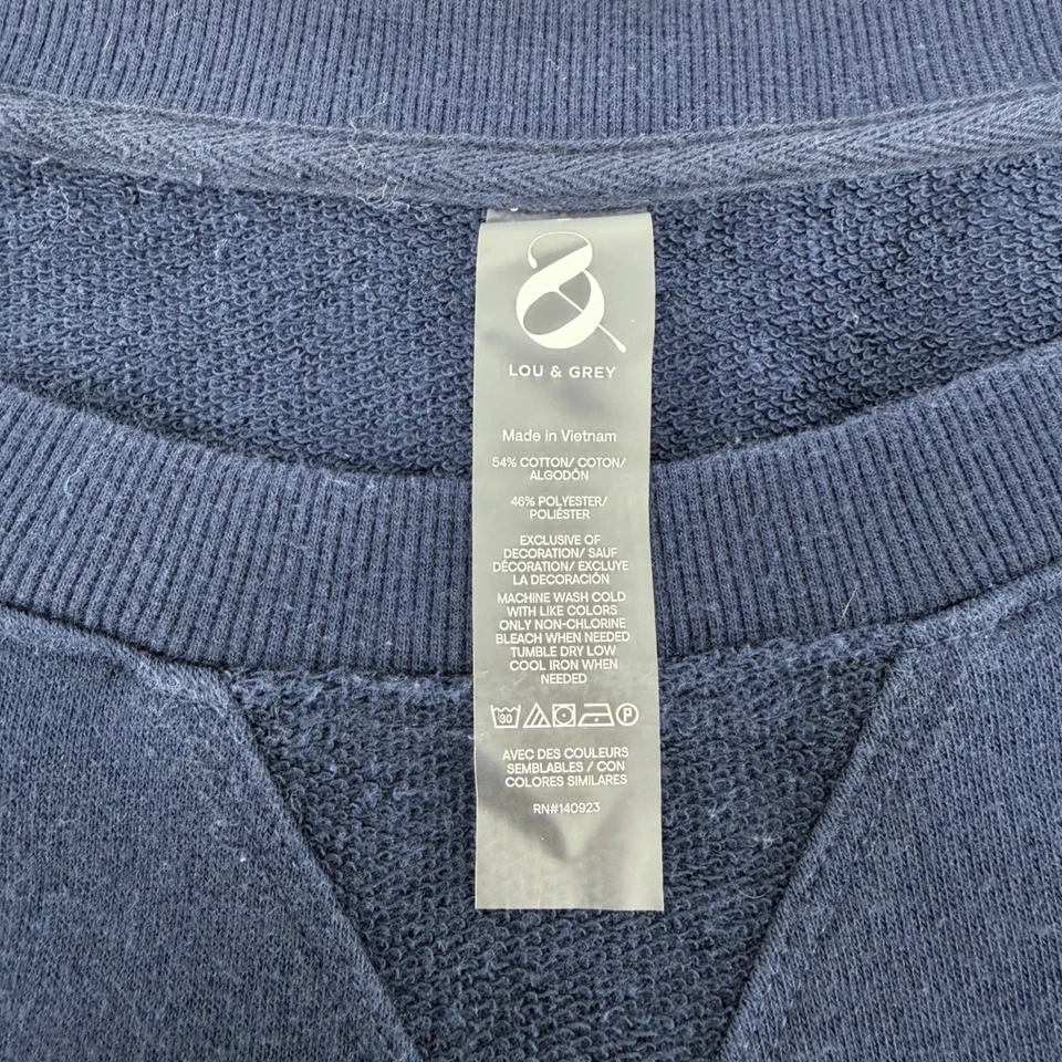 Lou & Grey海军蓝彩虹条纹短袖运动衫上衣女式大号 — 第 3/4 张图片