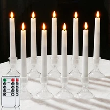Flameless Taper Candles 9 Pack Battery Operated LED Sticks Remote Timer 6.7 In