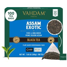 VAHDAM Assam Exotic Black Tea Bags 100 Count High Caffeine Gluten Free Full B...
