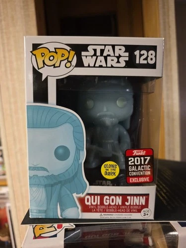 Funko Pop! Star Wars Qui Gon Jinn #128 Holo Glow Exclusive Convention 2017
