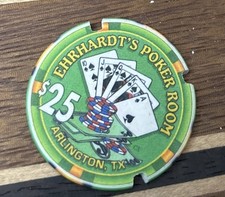 $25 Personal Casino Chip Sample Advertising Ehrhardts Poker Room Notched