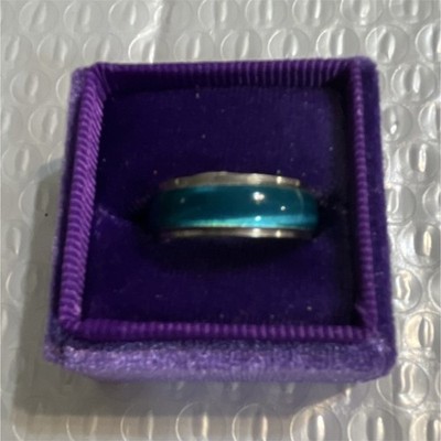 Blue Tone Metal Band Ring Round No Stone Fashion Jewelry Accessory
