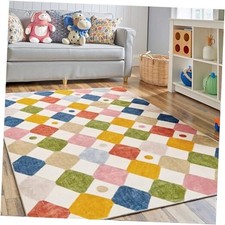 Macy Area Rug 4x6 Kids Washable Indoor Floor Cover Non-Slip Modern Soft Rug