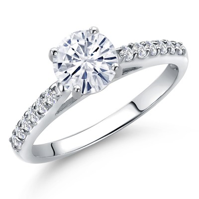 10K White Gold Round 6MM Gemstone Birthstone and Lab Grown Diamond Engagement